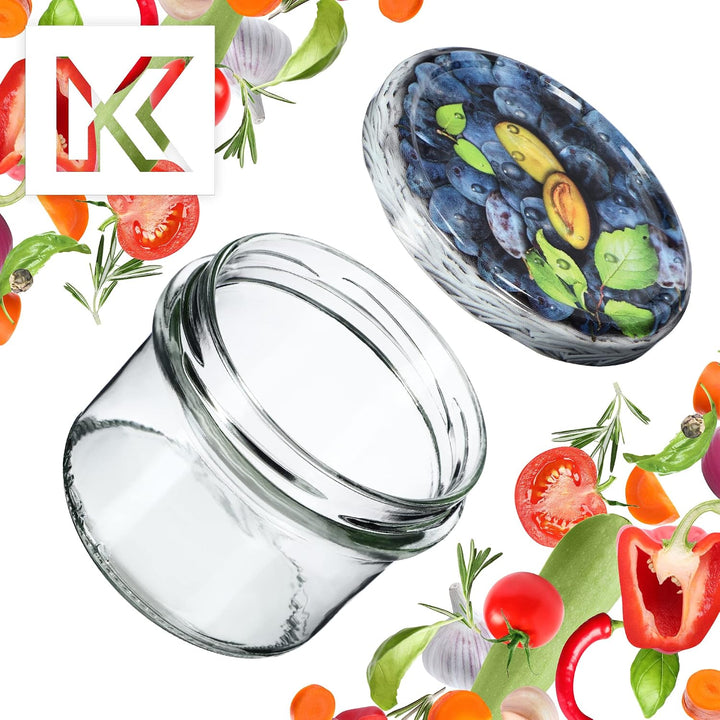 KADAX 20er Set Marmeladengläser 235ml TO82 Pflaumen, Einmachgläser Vorratsgläser Mason Jar mit Schra