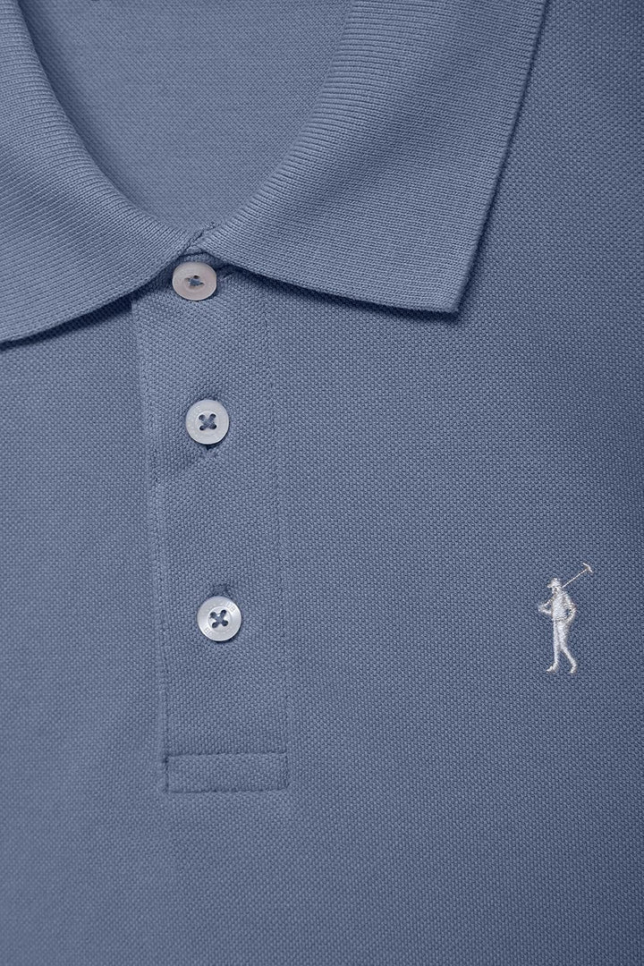 Polo Club Herren Poloshirt Kurzarm Regular Fit Baumwolle Männer Polohemd Longsleeve, Blau Denim