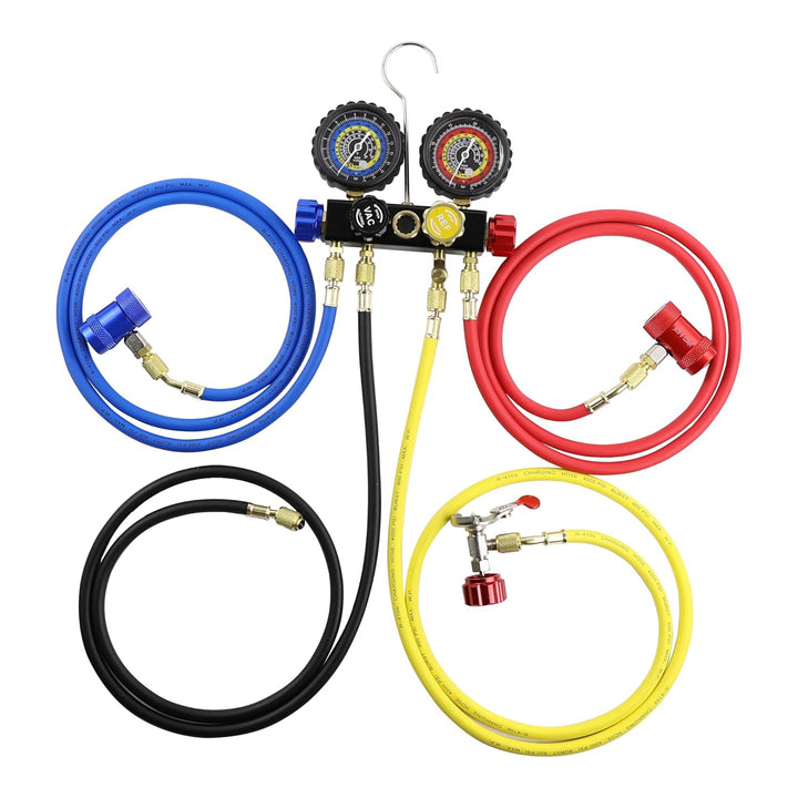 R1234yf R134a Krümmer-Messgerät-Set, 4 Ventilverteiler, kompatibel mit R1234yf R134A Kältemitteln mi