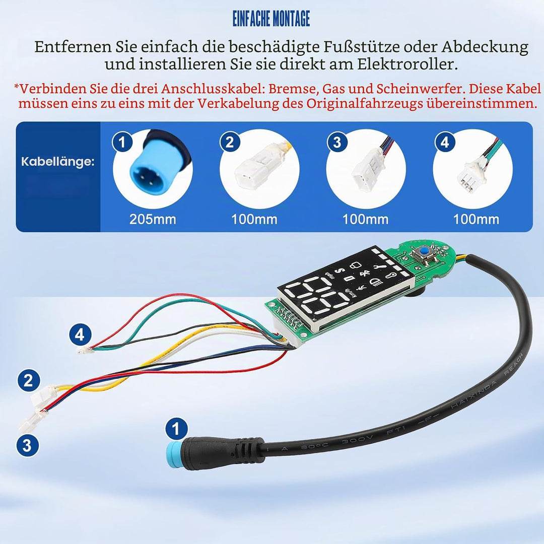 Elektroroller Bluetooth Dashboard für Xiaomi Pro 2, E-Scooter Armaturenbrett mit Abdeckung, Klare Da