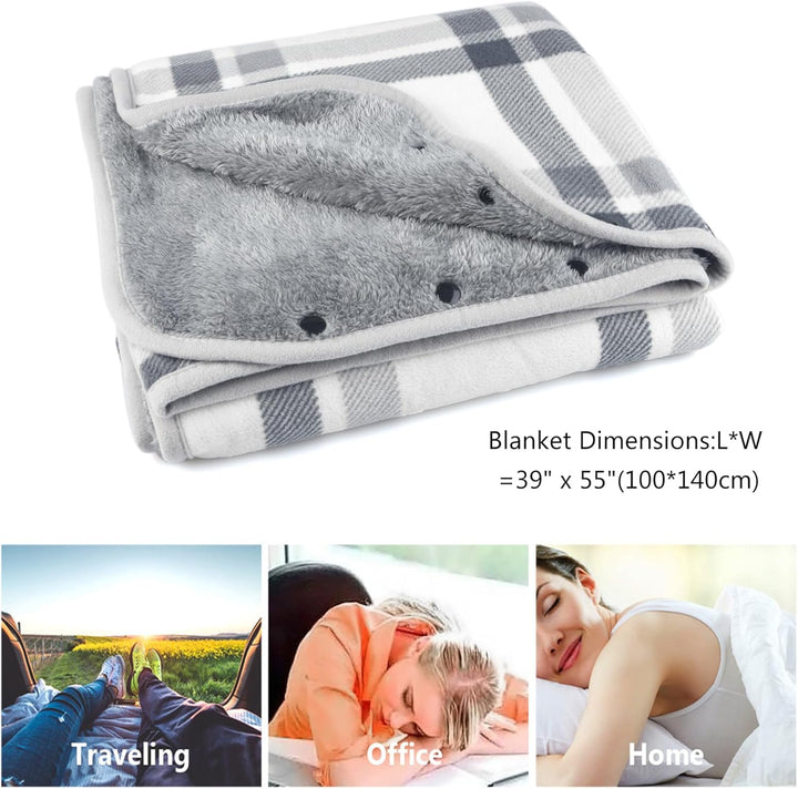 SIVENKE Damen Poncho Fleece Tragbare Decke, Karierte Schossdecke Bequemer Poncho Plüschdecken Überwu