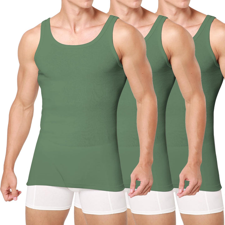 Unterhemd Herren 3/5er Pack Tank Top Baumwolle Männer Schwarz Weiss Mehrfarbig S 3x Armeegrün, S 3x
