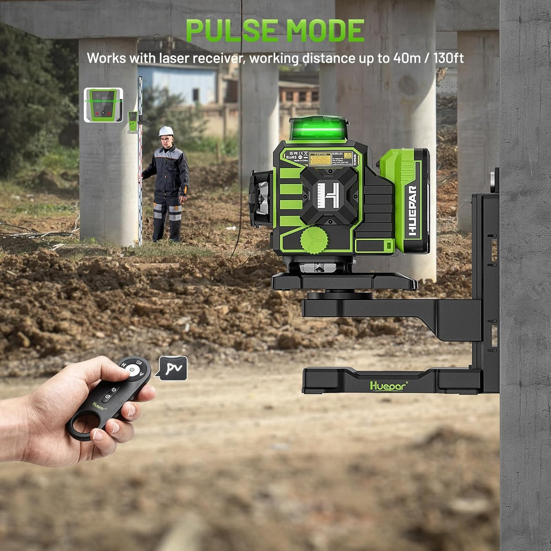 Huepar 2024 New Edition W04CG 4D Laser-Wasserwaage, LCD-Display Laser-Wasserwaage mit drehbarer Moto