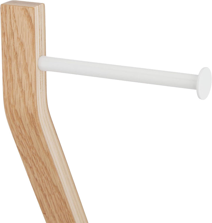 Relaxdays WC Garnitur stehend, Holz und Stahl, Toilettenpapierhalter mit Bürste, HBT 75 x 18,5 x 18,