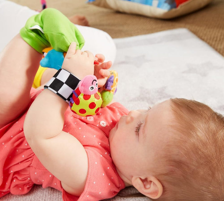 LAMAZE Gardenbug Wrist Baby Rattle Toy Baby Gift Set, Cute Foot Finder Baby Toy with Sensory Stimula