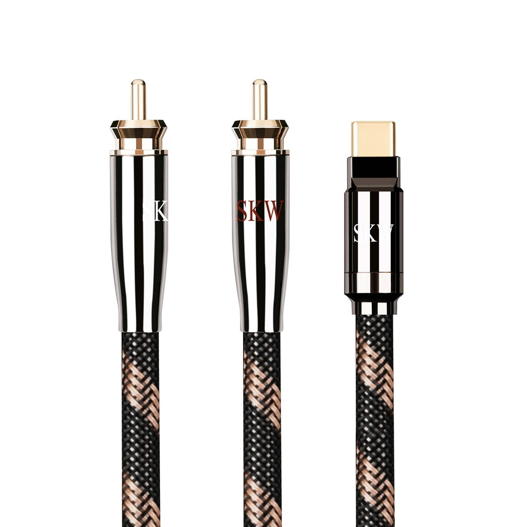 SKW Audiophiles Type C auf 2RCA Kabel, USB C auf Cinch Audio Kabel für Telefon, Laptop, Verstärker,