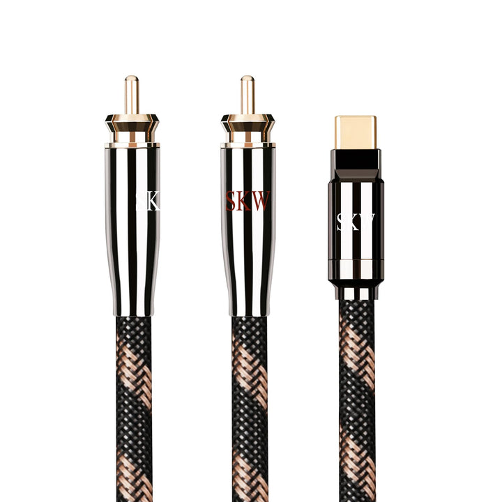 SKW Audiophiles Type C auf 2RCA Kabel, USB C auf Cinch Audio Kabel für Telefon, Laptop, Verstärker,