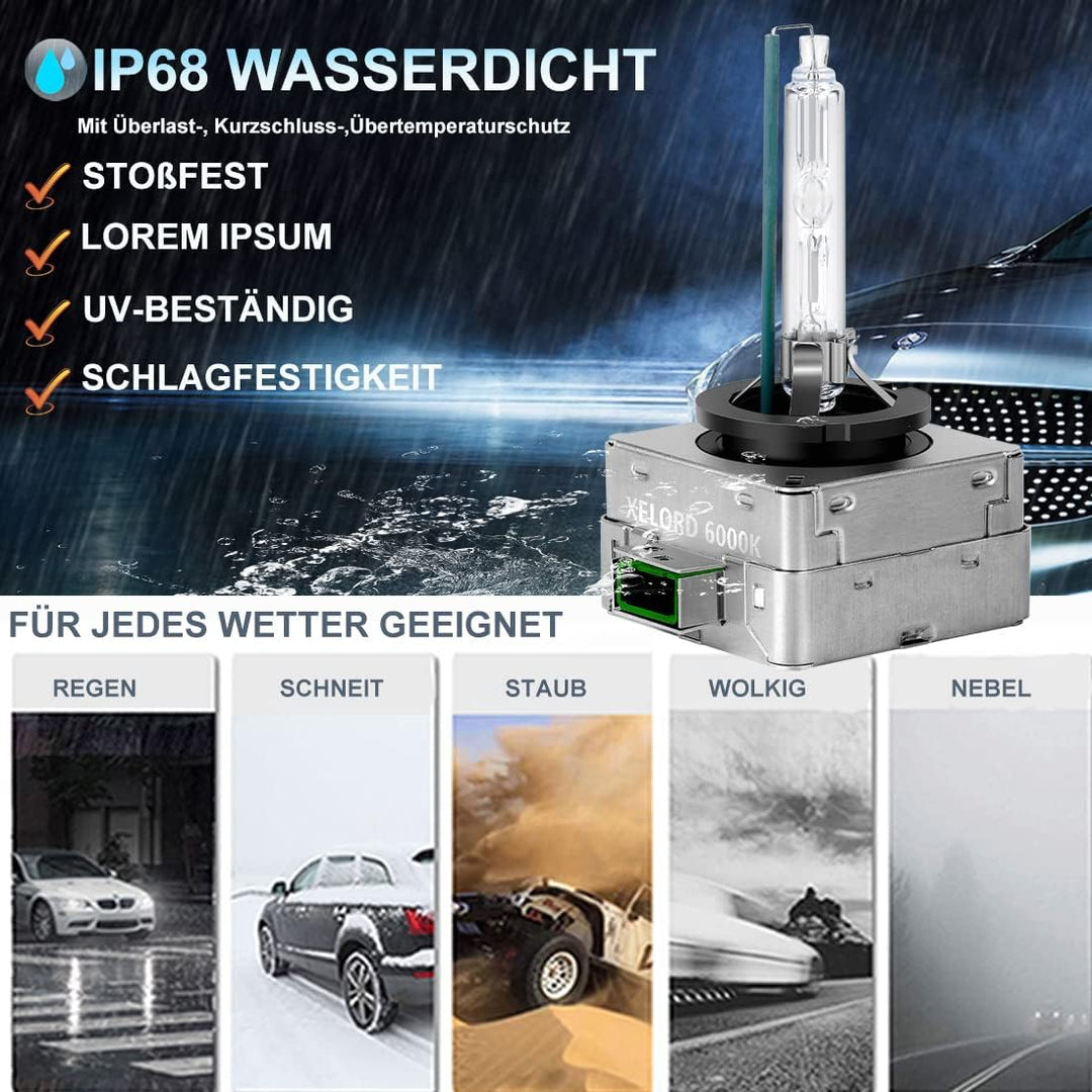 XELORD D3S 6000k Xenon Brenner Birne 35W HID Scheinwerferlampe 12V Autolampe(2 Stück)