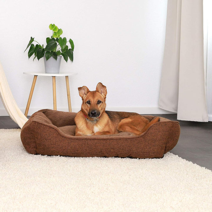 lionto Hundebett meliert Hundekissen Hundekörbchen Bezug abnehmbar, (M) 90x75 cm braun L 90 x B 75 x