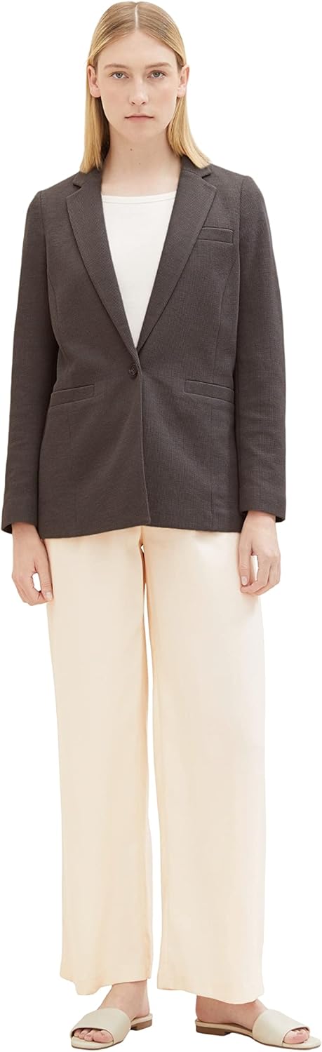 TOM TAILOR Damen 1037908 Blazer mit Struktur (1er Pack) M 32251 - Dark Mineral Grey, M 32251 - Dark