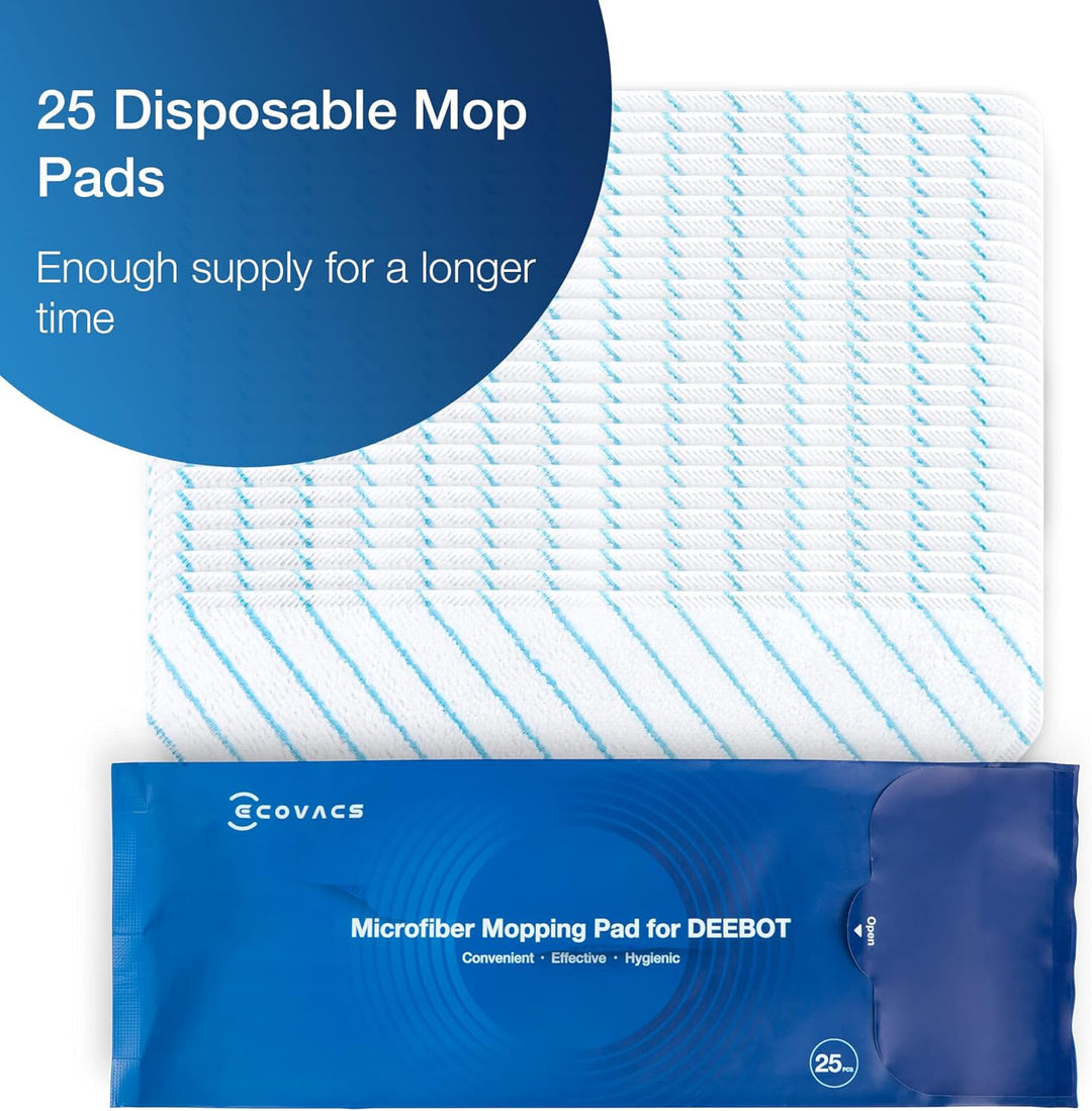 ECOVACS Mikrofaser Wischtücher (Einweg), 25 Stück – Original Zubehör für N8, T8 und T9 Serie Saugrob