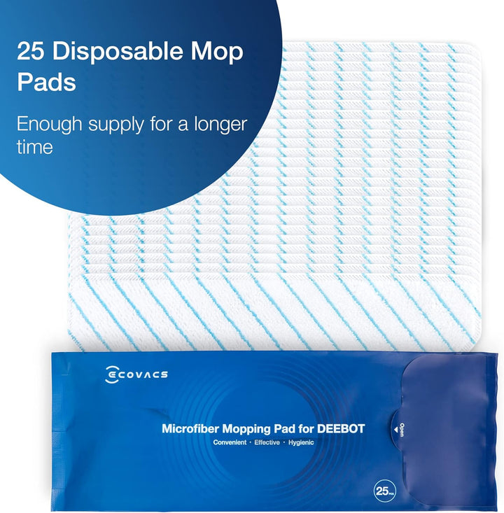 ECOVACS Mikrofaser Wischtücher (Einweg), 25 Stück – Original Zubehör für N8, T8 und T9 Serie Saugrob