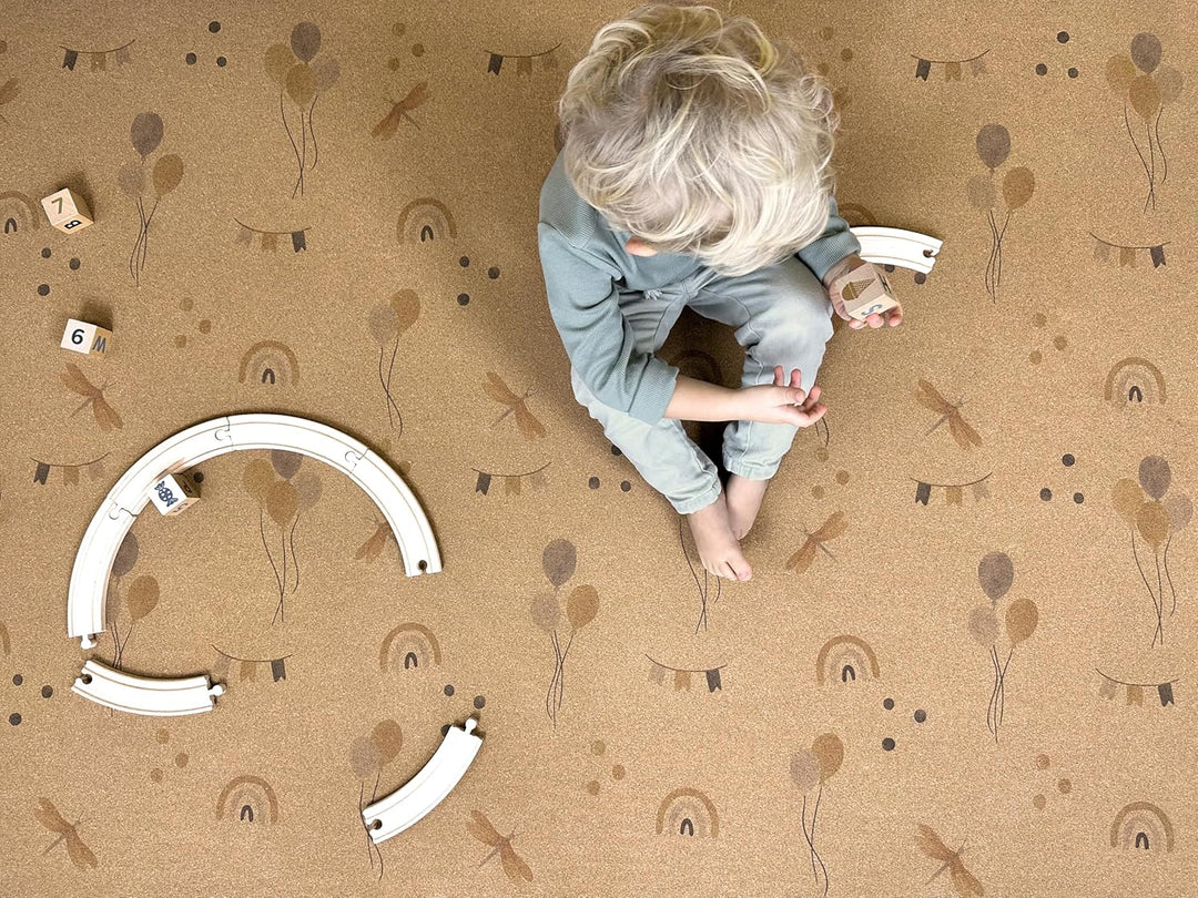 LITTLE LEMON – Krabbelmatte Baby Teppich Babymatte | Kork & Naturkautschuk 180x115cm | BPA- & Schads
