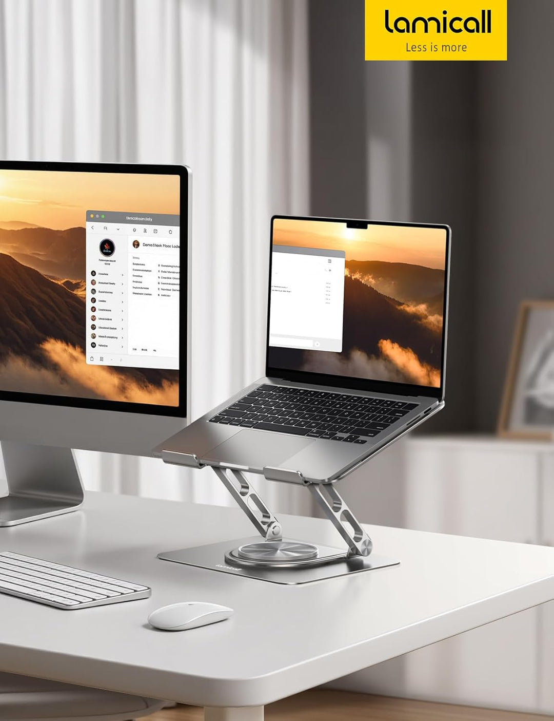 Lamicall Laptop Ständer, Verstellbarer Laptopständer - [360° Drehbar] Faltbarer Alu Notebook Ständer