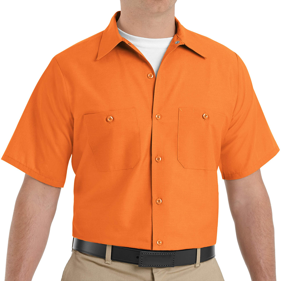 Red Kap Industrielles Arbeitshemd für Herren, Normale Passform, kurzärmelig M Orange/Abendrot im Zic