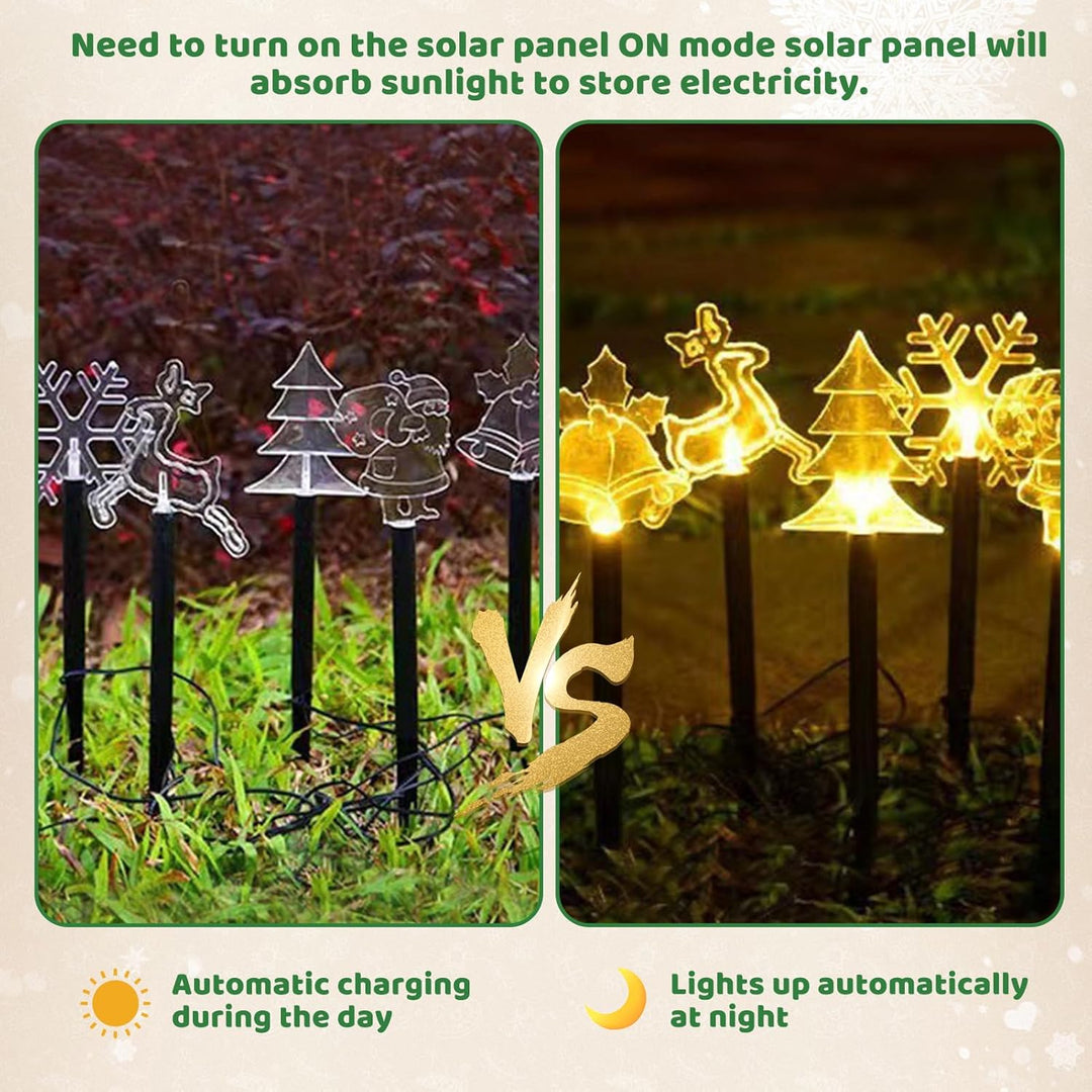Shinybox Solar Weihnachten Gartenleuchten, 5 Stück Glocken, Elch, Weihnachtsmann, Weihnachtsbaum, Sc
