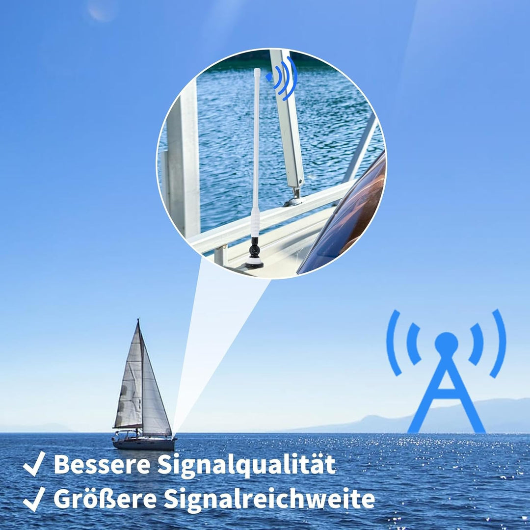 RED WOLF Gummi Ente Antenne Hochflexible, Marine Radio Antenne FM AM Stabil für ATV UTV Boot Yacht T