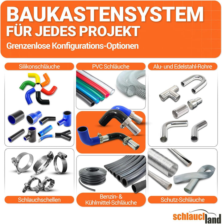 Silikon-Bogen 180° Grad ID-Ø 60mm schwarz 200°C | AUSWAHL | Silikon-Schlauch Hochtemperatur Ladeluft
