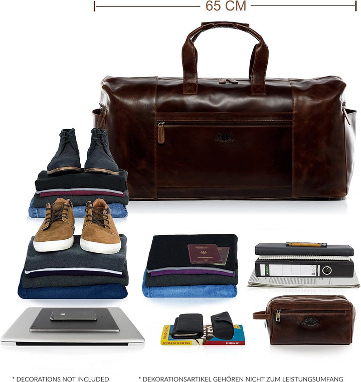SID & VAIN XL Reisetasche Bristol aus Premium Leder I Sporttasche gross XXL gross für Herren I Weeke