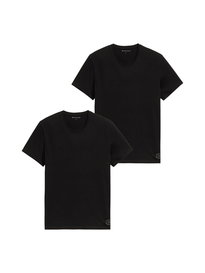 Tom Tailor Herren Doppelpack Crewneck T-Shirt M 29999 - Black, M 29999 - Black