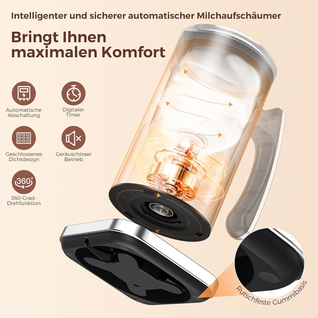 Elektrischer Milchaufschäumer 6-in-1, Milchschäumer, Milk frother 420ml, Milchaufschäumer, Milk foa