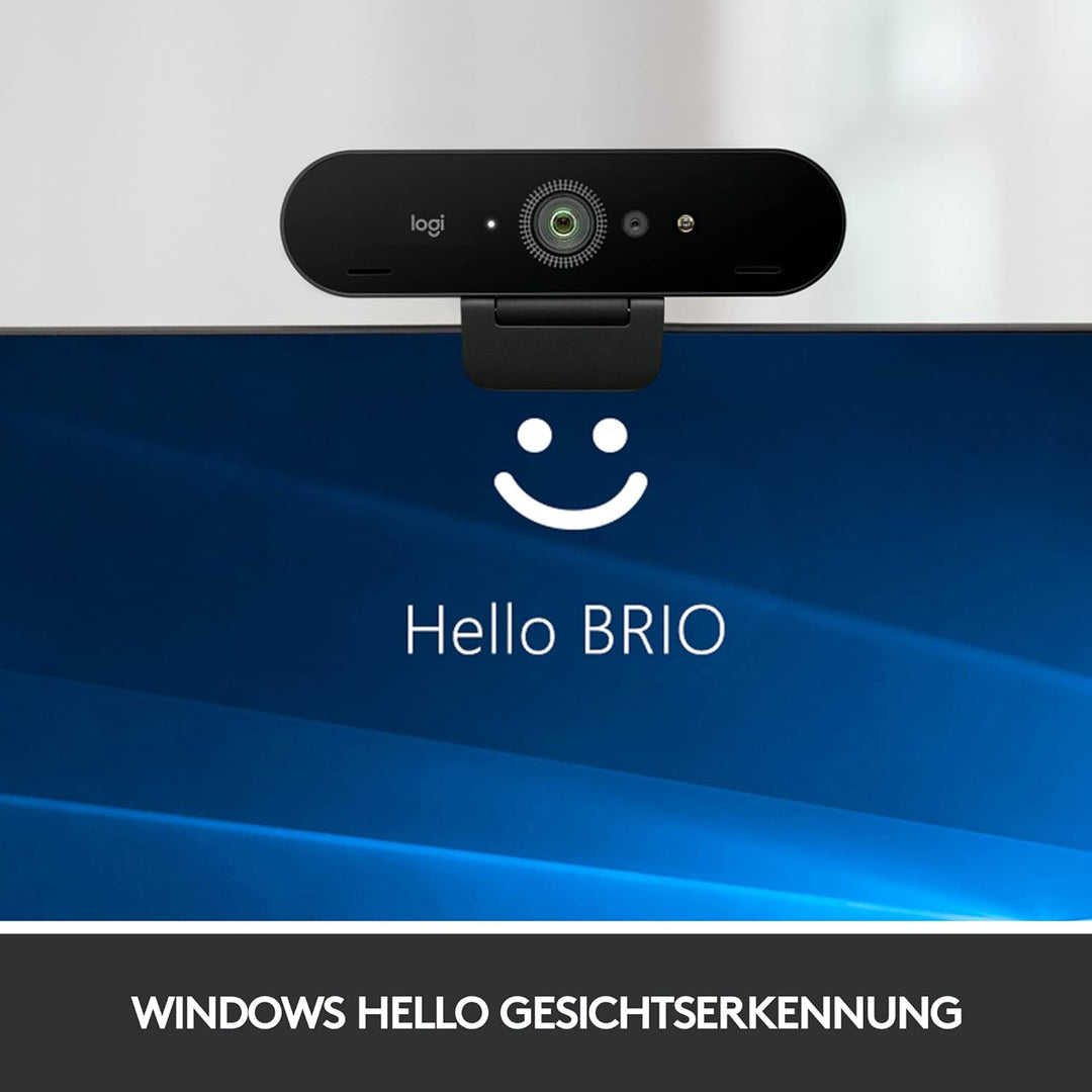Logitech BRIO ULTRA-HD PRO Webcam, 4K HD 1080p, 5-fach Zoom, Hohe Bildfrequenz, HDR und RightLight 3