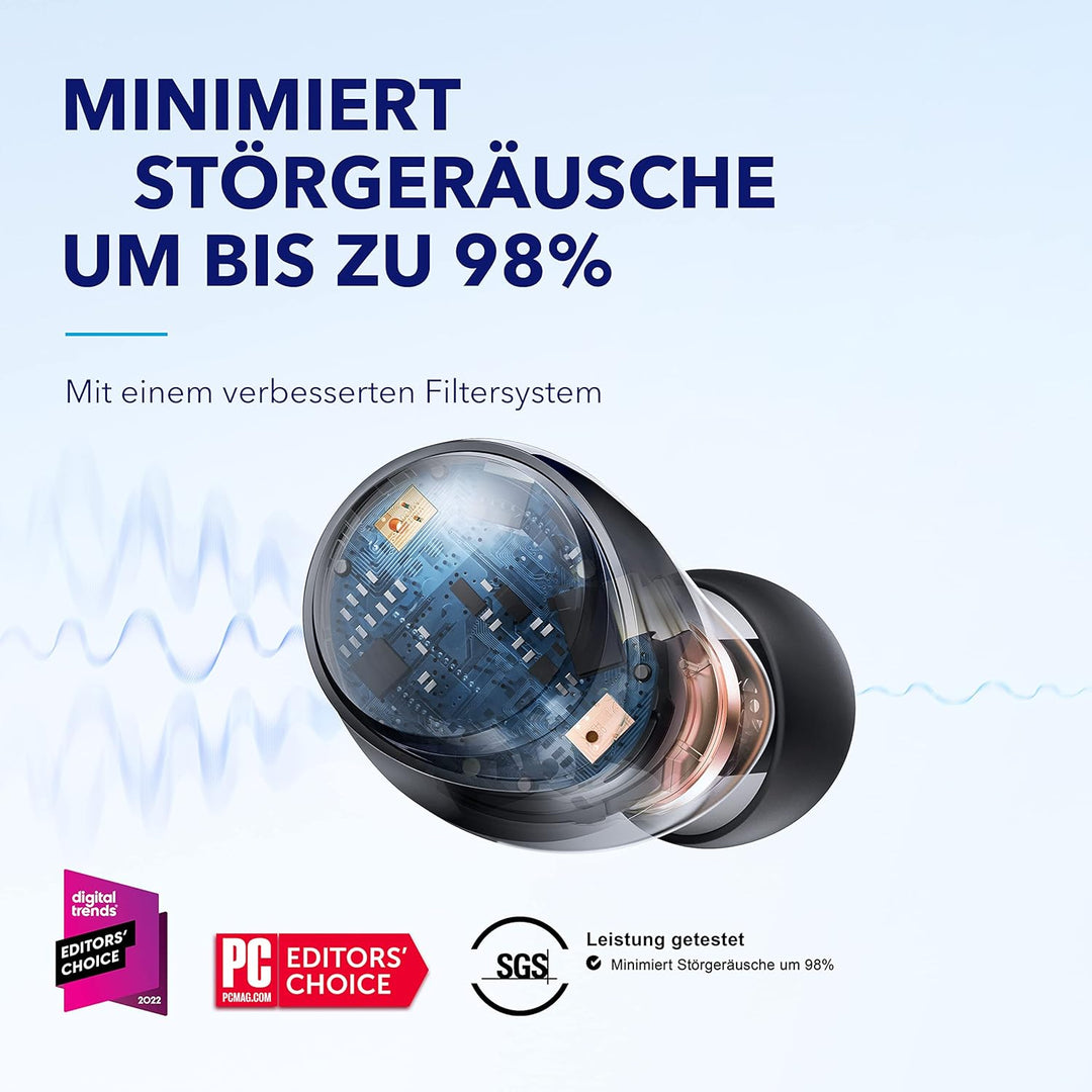 soundcore by Anker Space A40, Automatische Geräuschunterdrückung bis 98%, Kabellose Earbuds, 50h Wie