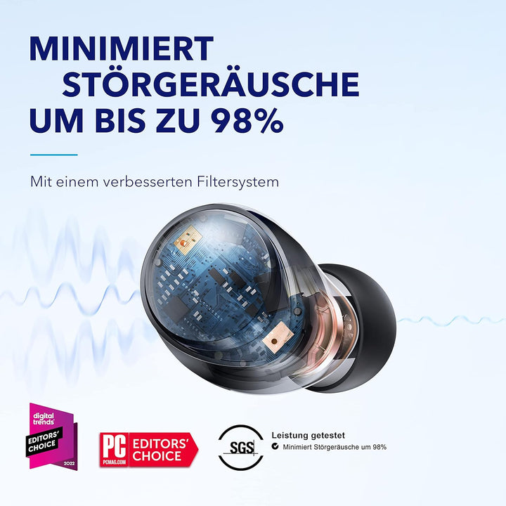 soundcore by Anker Space A40, Automatische Geräuschunterdrückung bis 98%, Kabellose Earbuds, 50h Wie