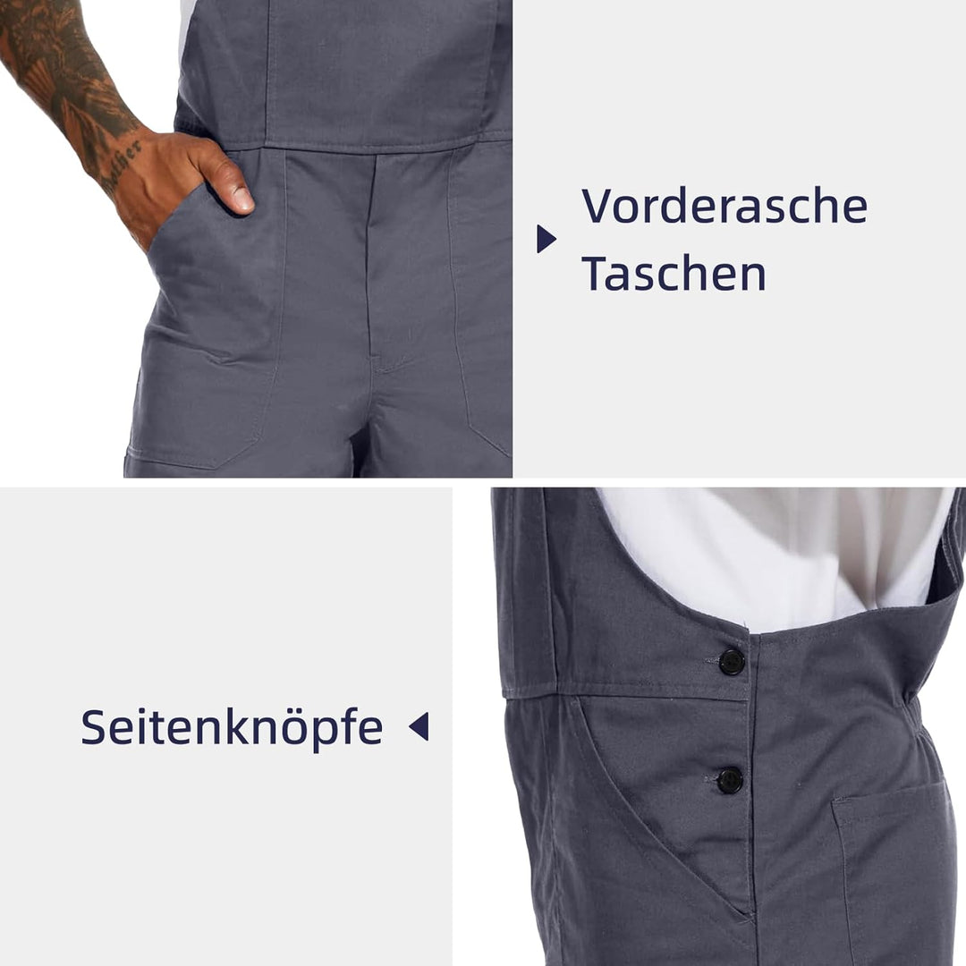WORK IDEA Arbeits-Latzhose für Männer Multi Pocket Technology Herren Arbeitslatzhose 3XL Grau, 3XL G