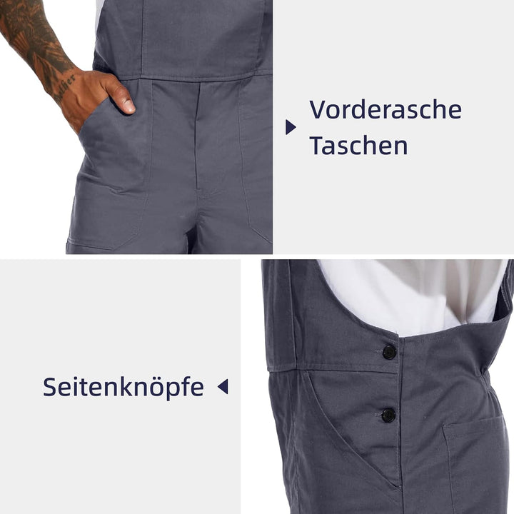 WORK IDEA Arbeits-Latzhose für Männer Multi Pocket Technology Herren Arbeitslatzhose XXL Grau, XXL G