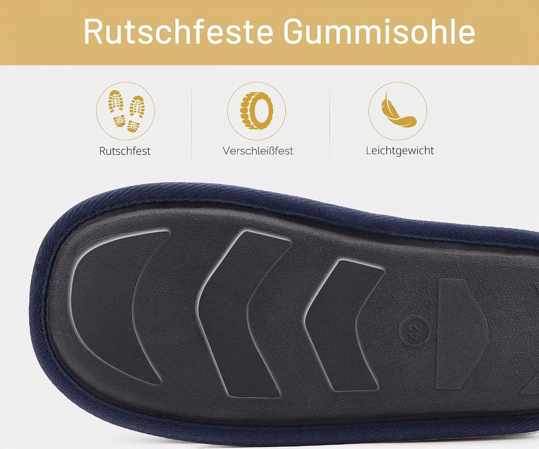 ONCAI Hausschuhe Herren Rückstellschaum Warme streifen Pantoffeln Flauschig Plüsch Gefüttert Mit Rut