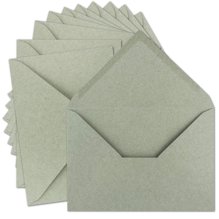300x Vintage Brief-Umschläge DIN C5 Kraftpapier 120 g/m² - 157 x 225 mm - grau Recycling - Nassklebu