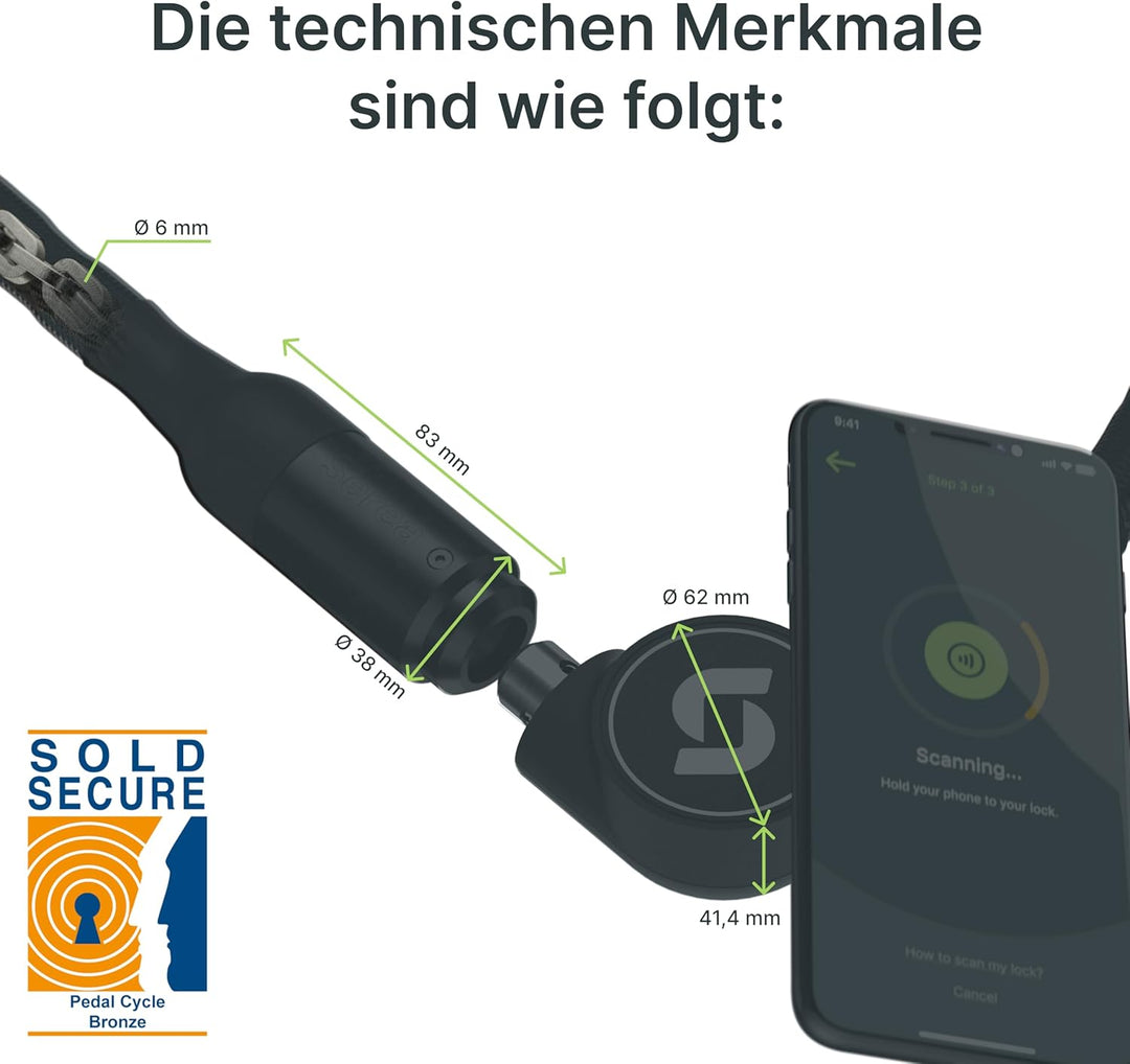 SEREA SWIFT, smart lock, Fahrradschloss, Schlüssellos & Batterielos, hohe Sicherheit, Zuverlässig (b