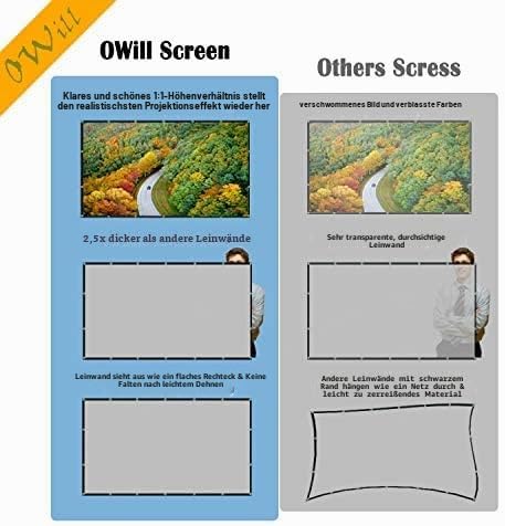 OWill Beamerleinwand 16:9 HD faltbar für Heimkino Indoor Outdoor (120 Zoll), 120 Zoll