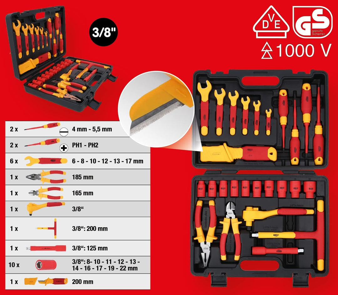 KS Tools 117.1895 Isolierter Werkzeug-Satz für Hybrid- und Elektrofahrzeuge, 26-tlg
