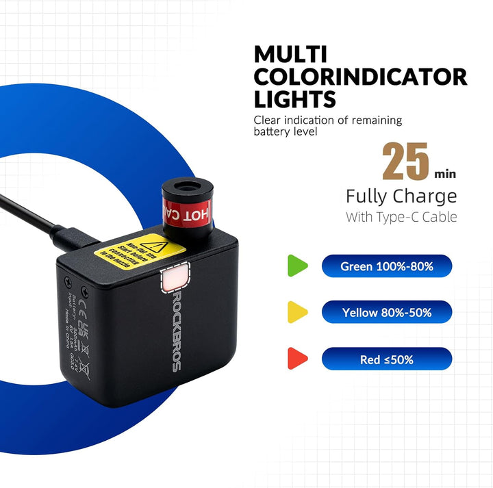 ROCKBROS Elektrische Fahrradpumpe, 100PSI Tragbare Minipumpen Wiederaufladbarer 300mAh Kleine Kompre