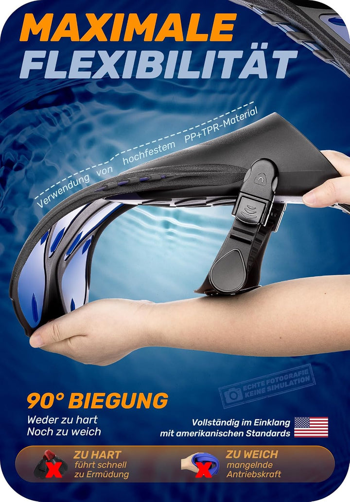 CAPAS Schnorchelflossen, Schwimmflossen Reisegrösse Kurz Einstellbar zum Schnorcheln Tauchen Erwachs