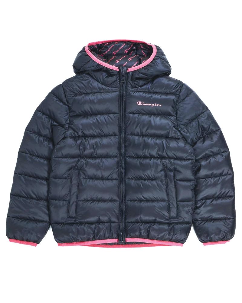 Champion Jungen Legacy Outdoor K-Light Wr Hooded Gepolsterte Jacke 7-8 Jahre Nero/Rosa, 7-8 Jahre Ne