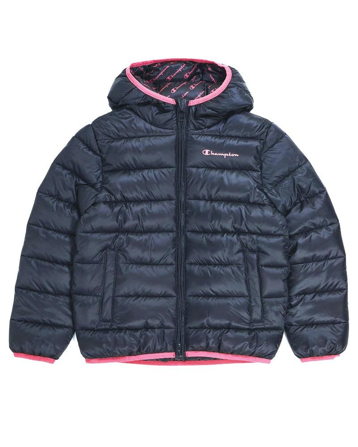 Champion Jungen Legacy Outdoor K-Light Wr Hooded Gepolsterte Jacke 7-8 Jahre Nero/Rosa, 7-8 Jahre Ne