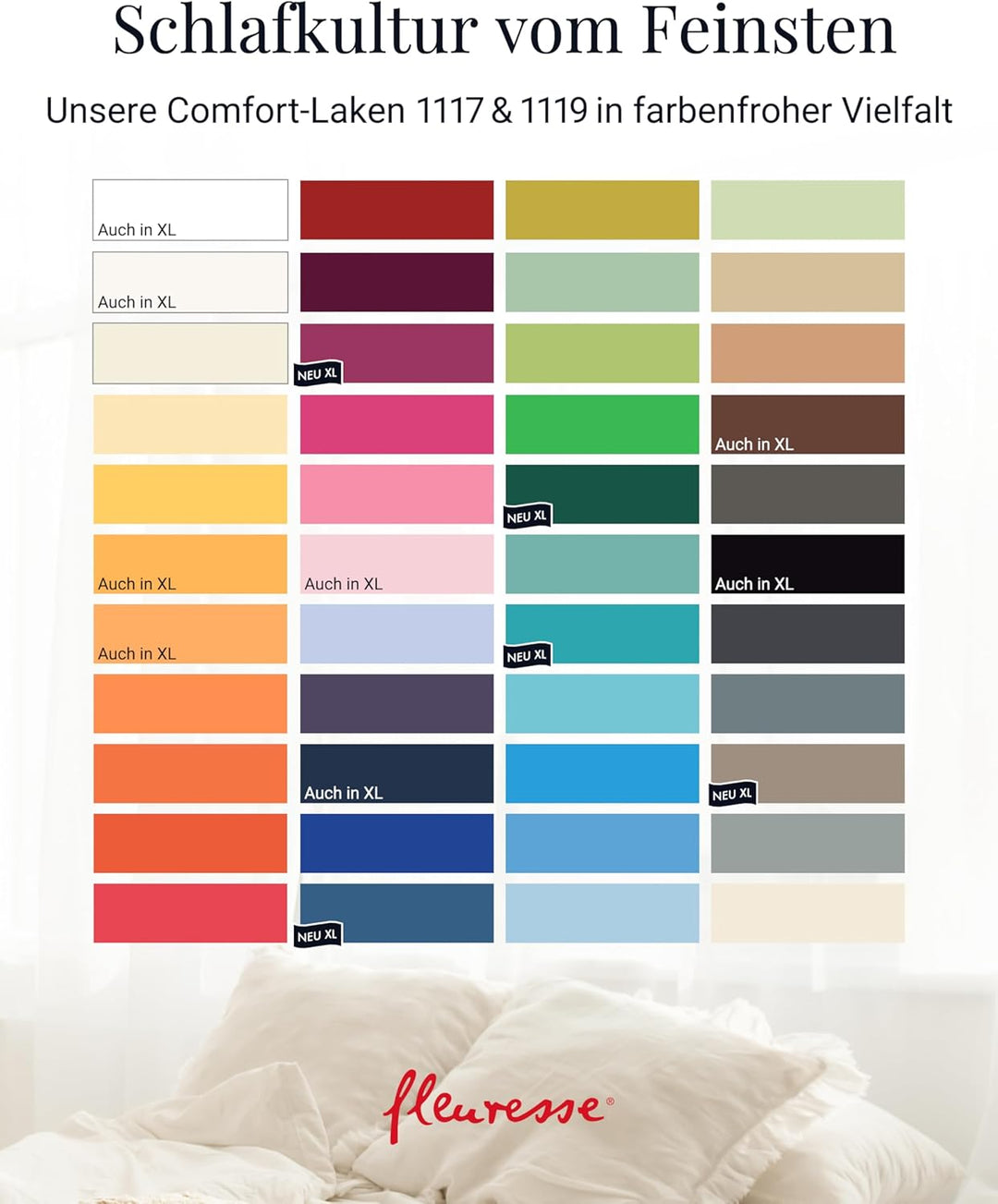 fleuresse 1119 XXL Jersey Stretch Spannbetttuch (96% Baumwolle, 4% Elasthan), mit Rumdumgummizug, Ök