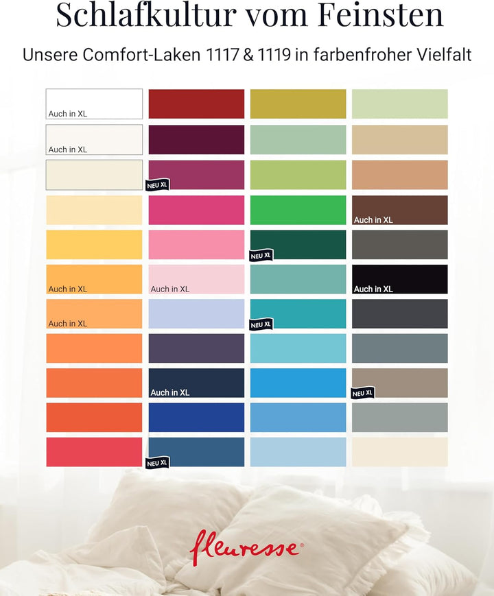 fleuresse 1119 XXL Jersey Stretch Spannbetttuch (96% Baumwolle, 4% Elasthan), mit Rumdumgummizug, Ök