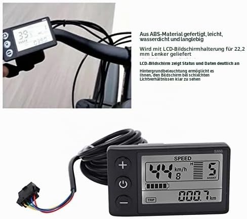 LCD-Display für Elektrofahrräder, S866 Wasserdichter Fahrradcomputer 24 V 36 V 48 V Elektroroller-Be
