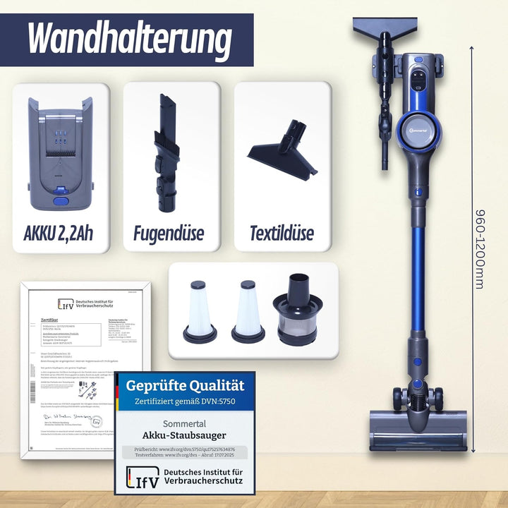 Akku Staubsauger VARIO150, 3in1 Handstaubsauger mit 360.000 Liter/Akkuladung, sehr leicht &amp; kompakt,