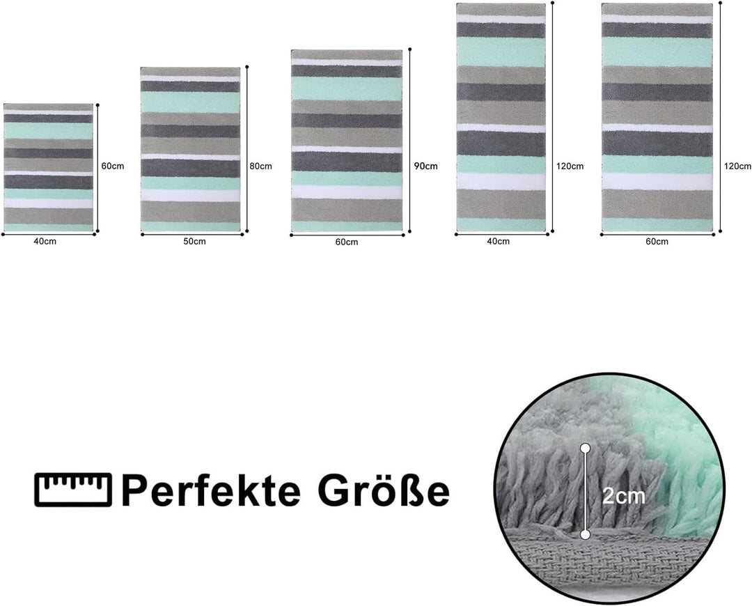 Homaxy rutschfest Badematten Set 2 teilig Mikrofaser Saugfähige Badteppich Set Weich Hochflor Badvor