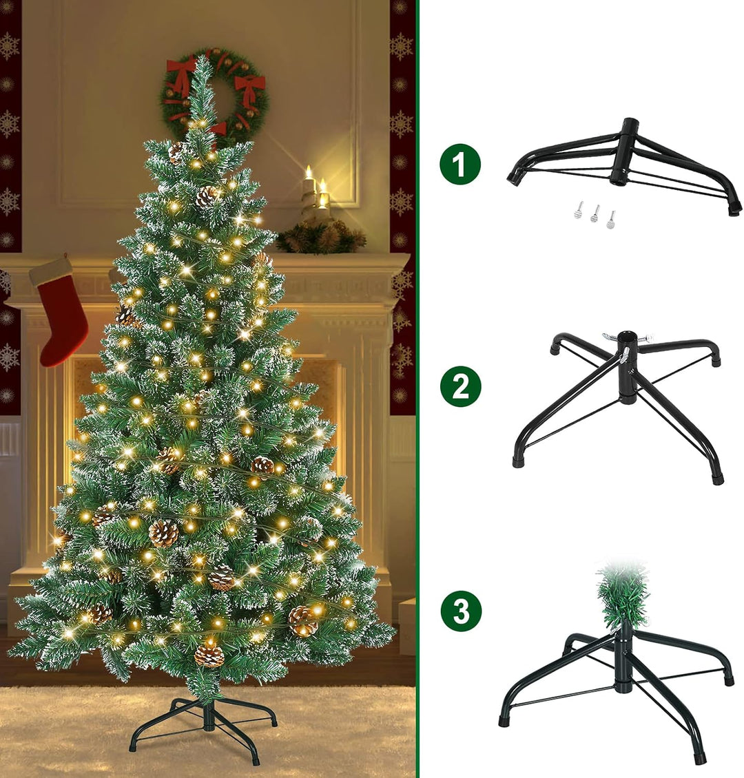 FIVMEN Weihnachtsbaum Künstlich mit Beleuchtung 240 cm PVC Tannenbaum Christbaum Künstlicher mit 440
