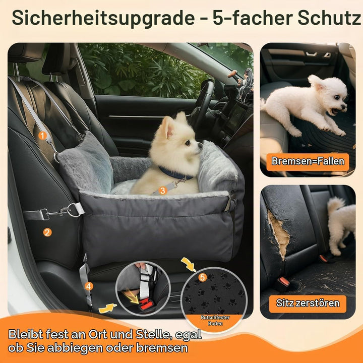 3-in-1 Hundesitz fürs Auto &amp; Reisebett für kleine Hunde – Tragbarer Autositz mit erweiterbarer Liege