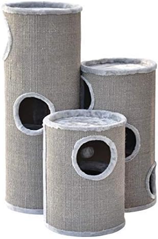 nanook Kratztonne Kratzbaum Condo mit Spielball, Sisal Plüsch, grau 70 cm Grösse L: 70 cm Grau, Gr&#