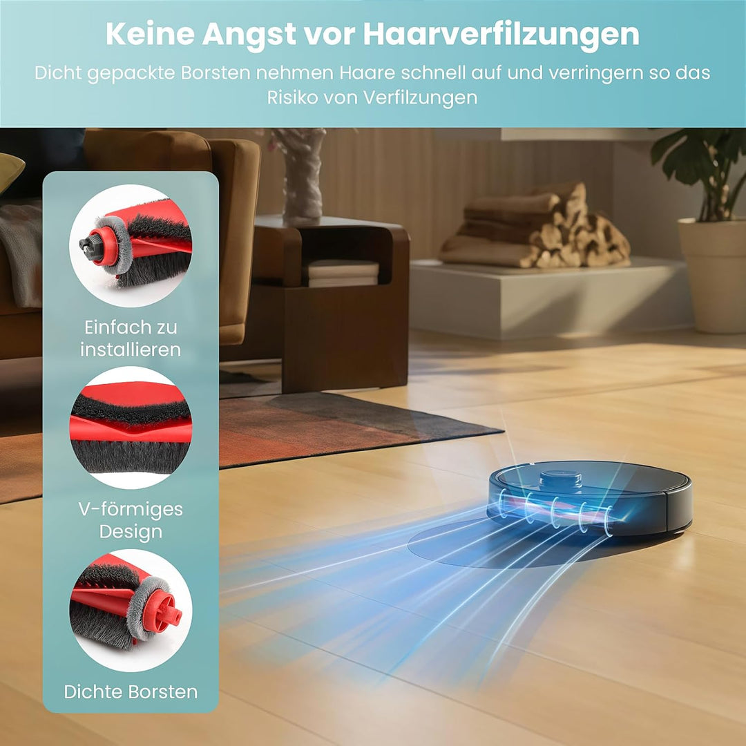 24 Stück Zubehör für Roborock Q10 X5+ Saugroboter, Ersatzteil mit 6 Staubbeutel 6 Seitenbürsten 4 Wi