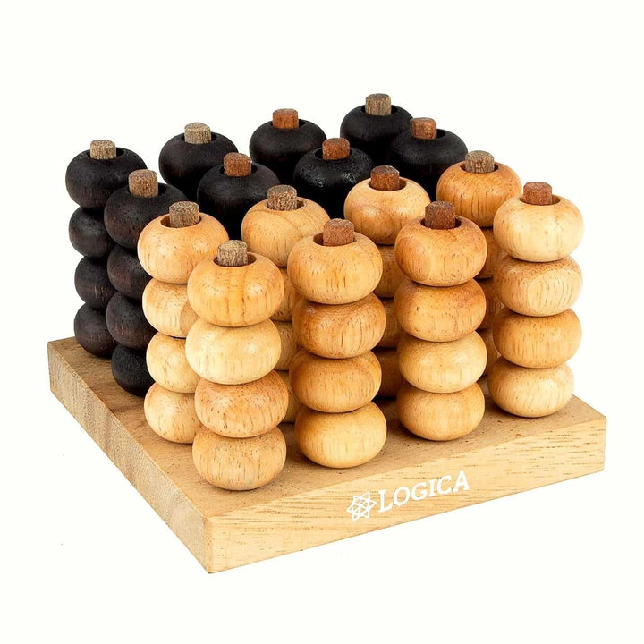 Logica Spiele Art. Vier Gewinnt 3D - Brettspiele aus Holz - Strategiespiel für 2 Spieler - Reisevers