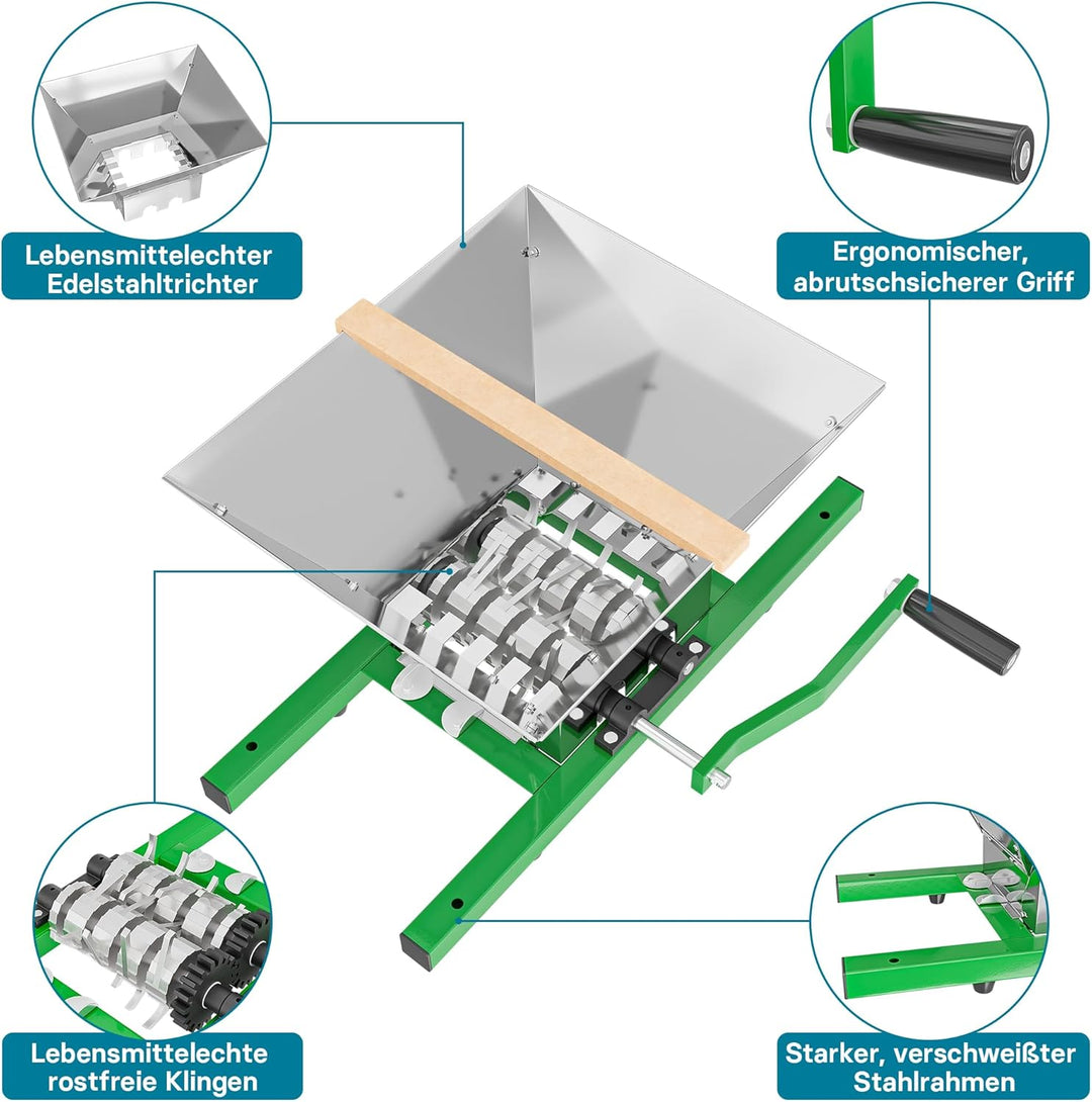 Wiltec Obstpresse 18l inkl Presstuch und Obstmühle 7l zur Maischeherstellung